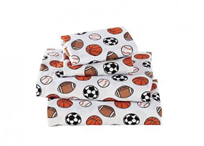 Elegant Home Multicolor Sports Basketball Baseball Soccer Football Design 7 Piece Full Size Comforter Bedding Set for Boys/Kids Bed in a Bag with She
