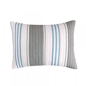 Levtex Home Provincetown Standard Sham Striped Coastal - Grey, White, and Blue - (26x20in.) - Reversible - Cotton