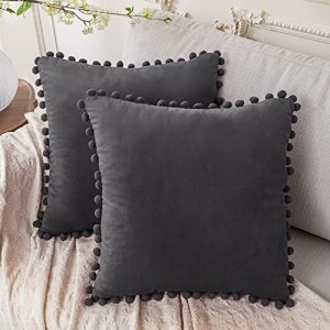 Pack Of 2 Decorative Velvet Throw Pillow Cover Square Cushion Cover 18 X 18  Inch
