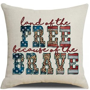 PSDWETS Strips and Stars Patriotic Pillow Covers 18x18,4th of July Memorial Day Independence Day Decorations Cushion Case,Home of The Free Because of