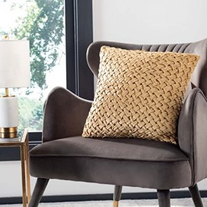 Safavieh Home Collection Reslin Woven Beige 18 x 18-inch Decorative Throw Pillow, 18