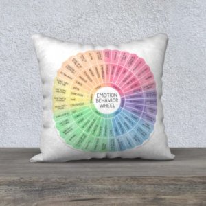 Emotion Behavior Feeling Wheel Throw Pillow Cover for Home, Classroom, or Therapy Office | Mindfulness Tool & Social Emotional Learning Resource