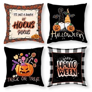 Aififgui Halloween Pillow Covers 20x20 Set of 4 Farmhouse Throw Pillow Covers Outdoor Vintage Pumpkin Halloween Decorative Pillows Cushion Case for S