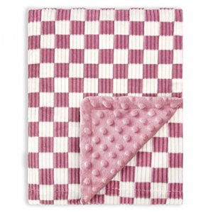 3D Stripe Gingham Baby Blanket for Boys Girls Chessboard Grid Warmer Comfort with Double Layer Dotted Backing Stripe Design Decor Home Bed Blanket fo