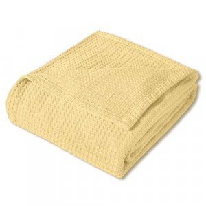 Sweet Home Collection 100% Fine Cotton Blanket Luxurious Weave Stylish Design Soft and Comfortable All Season Warmth, Full/Queen, Lemon
