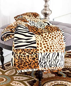 Home Must Haves Multicolor Micro Plush Super Soft Warm Cozy Safari Animal Print Patchwork Bed Sofa Couch Picnic Blanket Queen Size