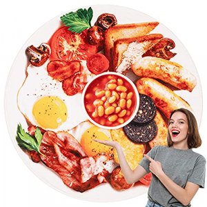 BATTILO HOME Novelty Breakfast Food Blanket Funny Soft Flannel Large Brunch Blankets for Adults Pets Friends Couch Bed Sofa Travel, Diameter 59 inch