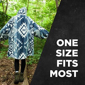 Cathay Home Coleman Oversized Wearable Sherpa and Micro-Mink Blanket Hoodie, Blue - One Size Fits Most