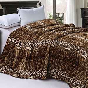 Home Soft Things Soft and Thick Faux Fur Sherpa Backing Bed Blanket, ML Leopard, 86