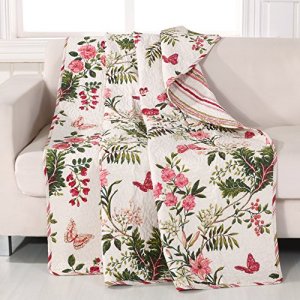 Greenland Home Butterflies Throw Blanket, Full, White