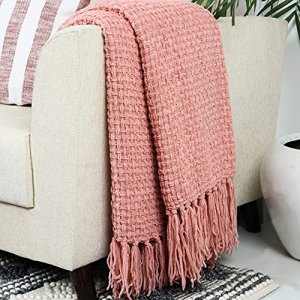 Throw Blanket 100% Polyester Soft Lightweight Decorative Handwoven Blanket with Tassels Fringe for Home Couch, Bed, Sofa, Travel, 50x60 Inch, Baby Pi