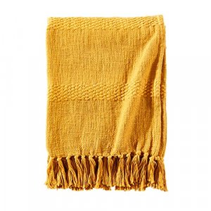 Brielle Home Samson Cotton Throw Blanket, 50x60, Mustard