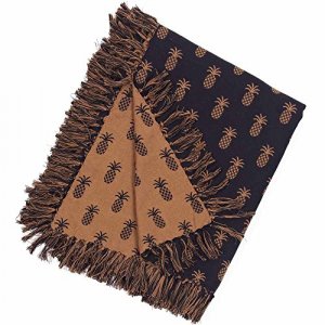 Home Collection by Raghu Pineapple Jacquard Black & Mocha Afghan Throw Blanket, 50