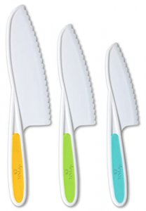 Tovla Jr. Knives for Kids 3-Piece Nylon Kitchen Baking Knife Set: Children's Cooking Knives in 3 Sizes & Colors/Firm Grip, Serrated Edges, BPA-Free K