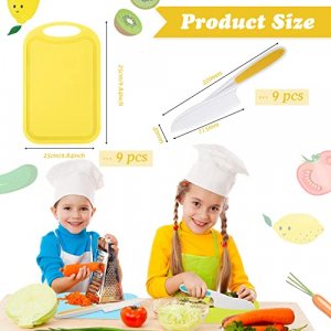 18 Pcs Kids Plastic Knife Set with Cutting Board Toddler Knife Tools, Including 9 Child Safe Knife 9 Kids Chopping Board Kids Cooking Utensils for Pr