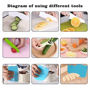 11Pcs Kids Kitchen Knife, Kids Knifes for Real Cooking, Toddler Knife Set Include Plastic Kid Safe Knives, Dough Cutter, Crinkle Cutter, Cutting Boar