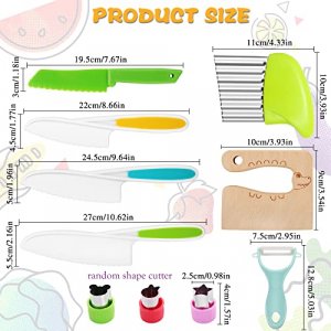 CCOZN 10PCS Kids Knife Set , Toddler Knife Set Kids Safe Knives for Real Cooking Serrated Edges Kids Cooking Utensils Kitchen Tools for Toddlers , Po