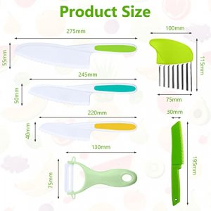 HOTUT Knives for Kids,6pcs Toddler knife Set Nylon Kids Kitchen Knife with Crinkle Cutter Fruit Vegetable Y Peeler Serrated Edges Suitable for Childr