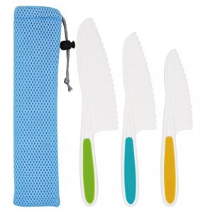 Kids Knife Set for Real Cooking, Toddler Safe Knives with Storage Case, Firm Grip, Serrated Edges, BPA-Free Nylon Kitchen Knives for Kids