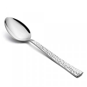 Dinner Spoons Set of 12, E-far 7.9 Inch Stainless Steel Hammered Soup Spoons Tablespoons for Home, Kitchen or Restaurant, Non-toxic & Mirror Polished
