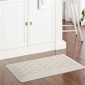 Martha Stewart Miles Modern Diamond Anti-Fatigue Air-Infused Kitchen Mat, Beige, 19.6