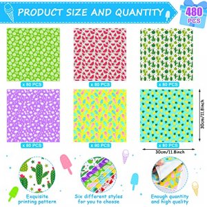 480Pcs Summer Wax Paper Dry Waxed Deli Paper Sheets 12x12 inch Hawaiian Sandwich Wrap Paper Parchment Paper Food Basket Liner Food Paper Sheets for H