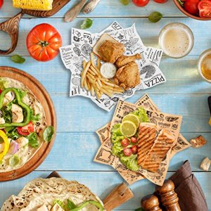 500 Pieces Wax Paper Sheets for Food, 4 Styles Food Basket Liners Wax Paper Deli Wrap Wax Paper Sheets for Home Kitchen Baking Hamburger Sandwich wit