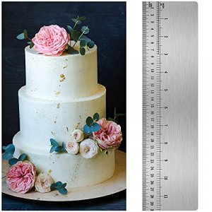 Stainless Steel Cake Scraper with Scale Cake Edge Smoother Cake Decorating Comb Baking Scraper Tool for Baking Measuring Cake Buttercream Home Kitche
