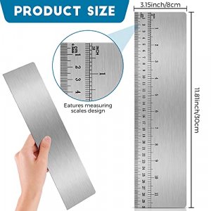 Stainless Steel Cake Scraper with Scale Cake Edge Smoother Cake Decorating Comb Baking Scraper Tool for Baking Measuring Cake Buttercream Home Kitche