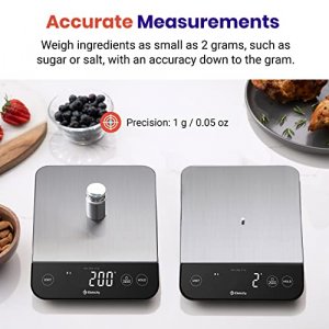 Etekcity Food Kitchen Scale 22lb, Digital Weight Grams and Oz for Weight Loss, Baking and Cooking, 0.05oz/1g Precise Graduation,5 Weight Units, IPX6 