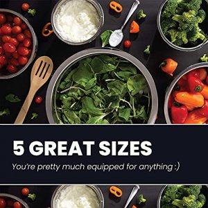 WHYSKO Meal Prep Stainless Steel Mixing Bowls Set, Home, Refrigerator, and Kitchen Food Storage Organizers | Ecofriendly, Reusable, Heavy Duty (Black