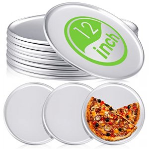 12 Pieces Pizza Pan Bulk Restaurant Aluminum Pizza Pan Set Round Pizza Pie Cake Plate Rust Free Pizza Pie Cake Tray for Oven Baking Home Kitchen Rest
