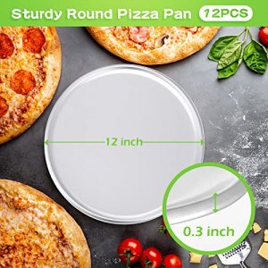 12 Pieces Pizza Pan Bulk Restaurant Aluminum Pizza Pan Set Round Pizza Pie Cake Plate Rust Free Pizza Pie Cake Tray for Oven Baking Home Kitchen Rest