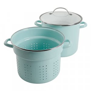 Martha Stewart Thayer 8-Quart Enamel On Steel Scratch Resistant Stock Pot w/Lid - Martha Blue