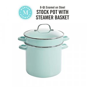 Martha Stewart Thayer 8-Quart Enamel On Steel Scratch Resistant Stock Pot w/Lid - Martha Blue