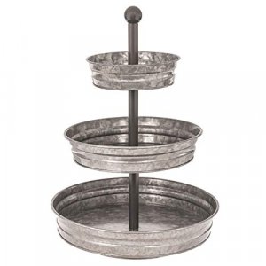 3 Tier Serving Tray Vintage Galvanized Metal Stand Kitchen Tiered Home Farmhouse Style Decor Rustic Country Cupcake Stand Bar Accessories for Indoor 