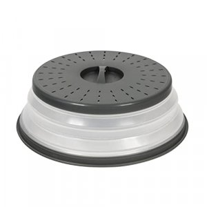 Tovolo Vented Collapsible Medium Microwave Cover (Charcoal) - Splatter Guard & Colander Kitchen Gadget for Food & Meal Prep / Dishwasher-Safe, BPA-Fr