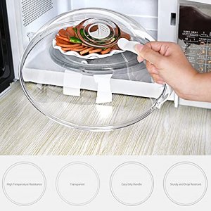 WENWELL Microwave Splatter Cover for Food,Clear Microwave Splash Guard Cooker lid with Handle,Dish bowl Plate Serving Cover Home Kitchen Essential,BP