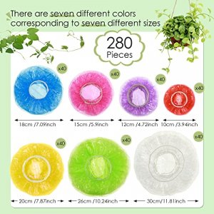 280 Pieces Reusable Bowl Covers Elastic Edging 7 Sizes Colorful Food Covers Stretchable Food Storage Covers Plastic Food Wrap for Bowls Plates Dish H