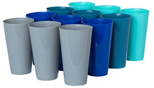Klickpick Home Set Of 12 Unbreakable Plastic Tumblers 20 Ounce Capacity Premium Quality Plastic Beverage Tumblers Reusable Cups Dishwasher Safe BPAFr