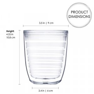 Clear Tritan Plastic Insulated Tumblers | BPA Free and Top Rack Dishwasher Safe | Made in USA | Perfect for Iced Tea, Sangria, Lemonade | Best for Ho