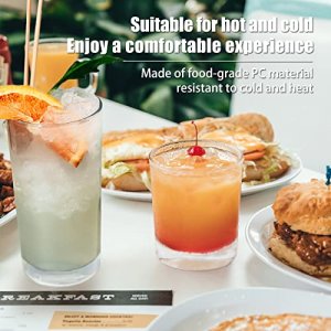 Golemas Plastic Drinking Glasses Set of 6, Reusable Acrylic Highball Tall Water Tumblers Glassware Sets, Dishwasher Safe Suitable for Bar, Home, Kitc