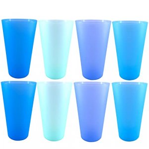 WEXINHAO 32-ounce Plastic Tumblers set, BPA-free Reusable Large Drinking Cups, Dishwasher Safe 4 Coastal Colors Kids Cup Kitchen Home Wedding Picnic 