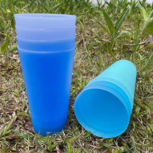 WEXINHAO 32-ounce Plastic Tumblers set, BPA-free Reusable Large Drinking Cups, Dishwasher Safe 4 Coastal Colors Kids Cup Kitchen Home Wedding Picnic 