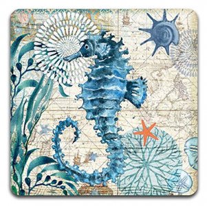 Marine Life Square Coaster Set - Made of Recycled Rubber - Set of 4