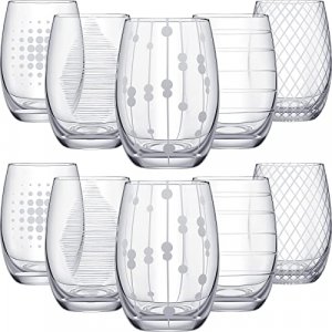 Mikasa Set Of 4 Etched Crystal Stemless Wine Glasses Clear