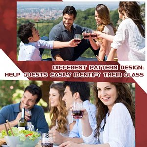 Set of 10 Stemless Wine Glass 17 oz Medallion Crystal Glasses Clear Etched Wine Glasses Textured Wine Goblets Designed Glass Cups Water Glassware for