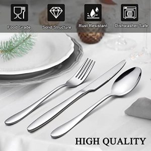 Hiware 48-Piece Silverware Set with Steak Knives for 8, Stainless Steel Flatware  Cutlery Set For Home Kitchen Restaurant Hotel, Mirror Polished, Dishwasher  Safe
