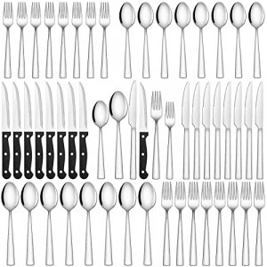 Hiware 48-Piece Silverware Set with Steak Knives for 8, Stainless Steel  Flatware Cutlery Set For Home Kitchen Restaurant Hotel, Mirror Polished