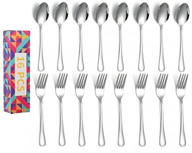 Black Silverware Set, Aisoso 20 Piece Stainless Steel Flatware Cutlery Set